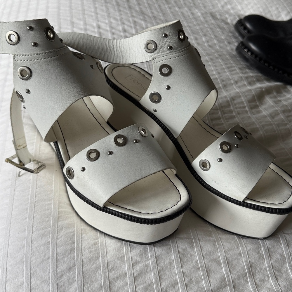 Topshop White Platform Sandals with Silver Accents